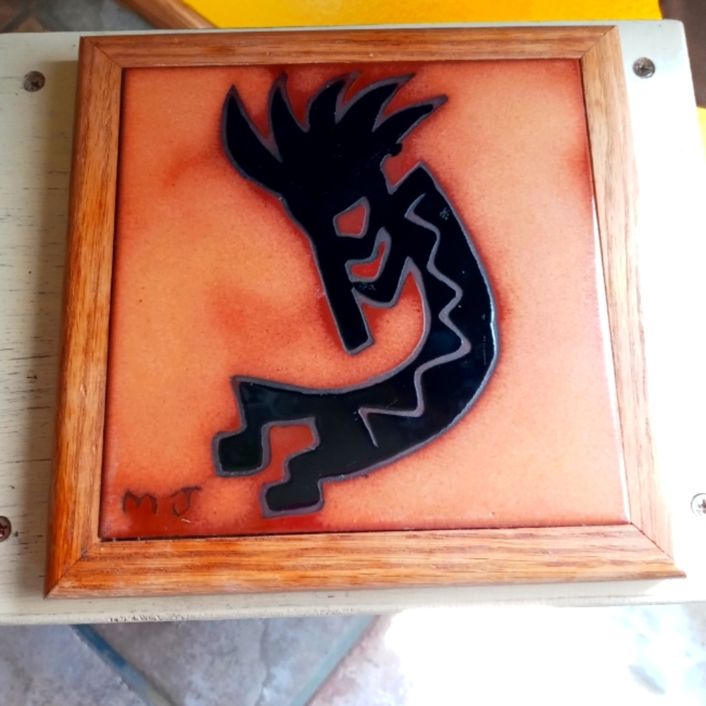 Kokopelli wall tile or trivet mary jane balok